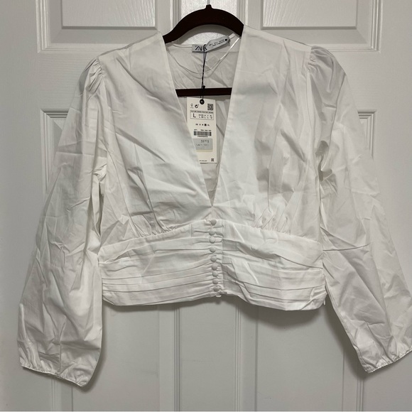 NWT ZARA Puff Sleeve Top - Picture 2 of 6
